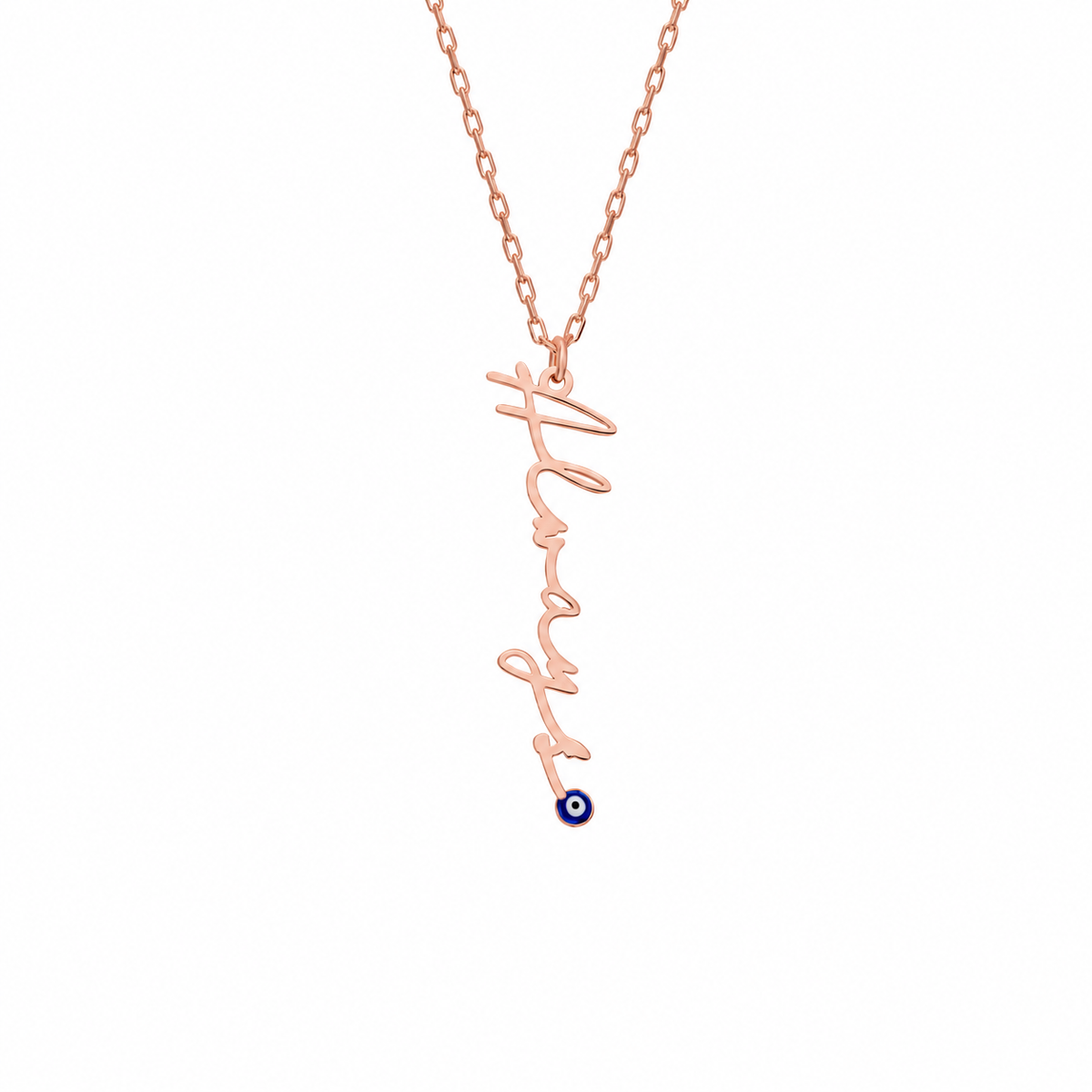 Kişiye Özel İsim Yazılı Nazar Detaylı Kolye | 925 Ayar Gümüş – Jeweliay Jewelry – 3 – Rose beyaz fon #RENK_rose