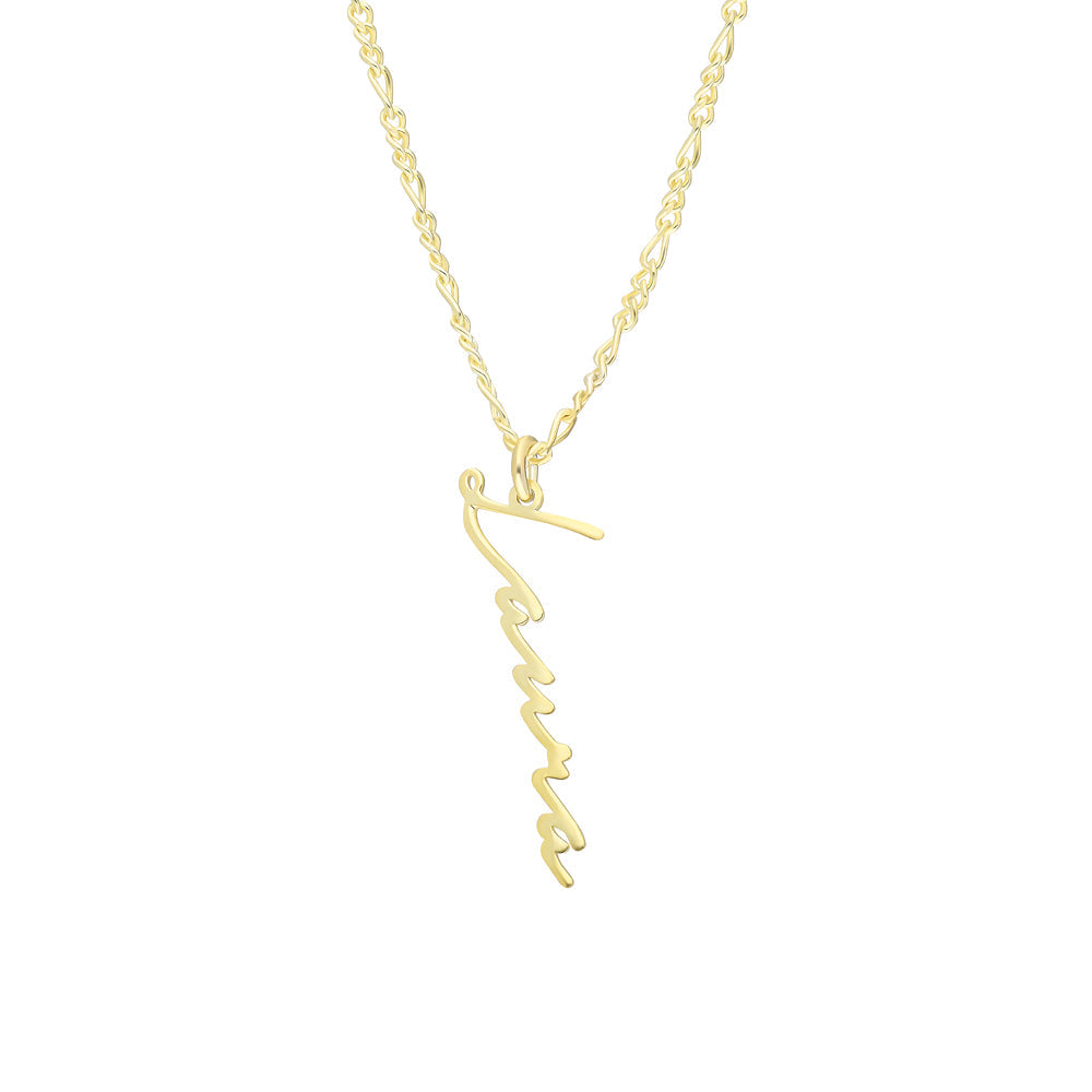 Kişiye Özel İsim Yazılı Notera Font Figaro Zincir Kolye | 925 Ayar Gümüş – Jeweliay Jewelry – 1 – Gold beyaz fon #RENK_gold
