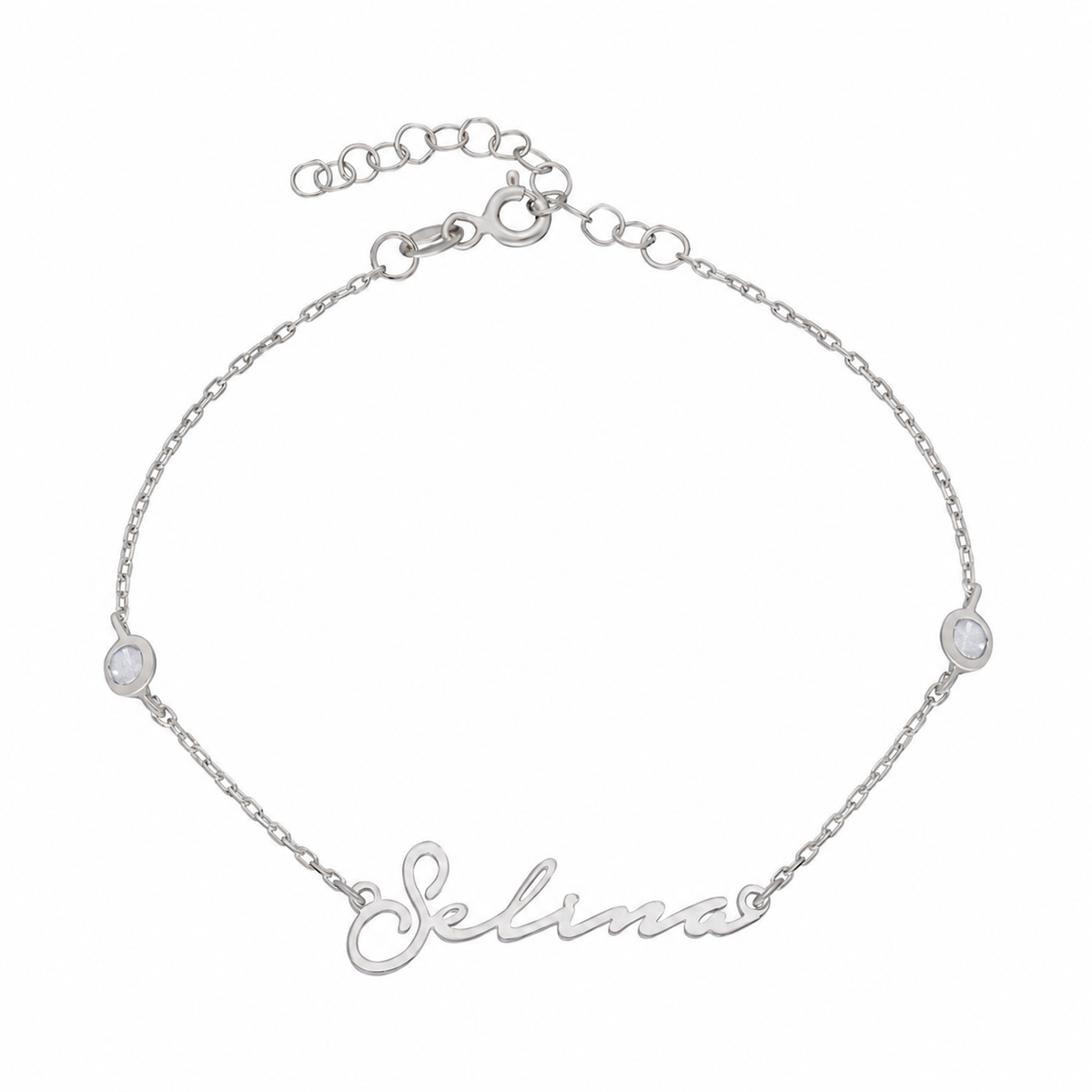 Kişiye Özel İsim Yazılı Notera Font Kapama Taşlı Bileklik | 925 Ayar Gümüş – Jeweliay Jewelry – 2 – Silver beyaz fon #RENK_silver