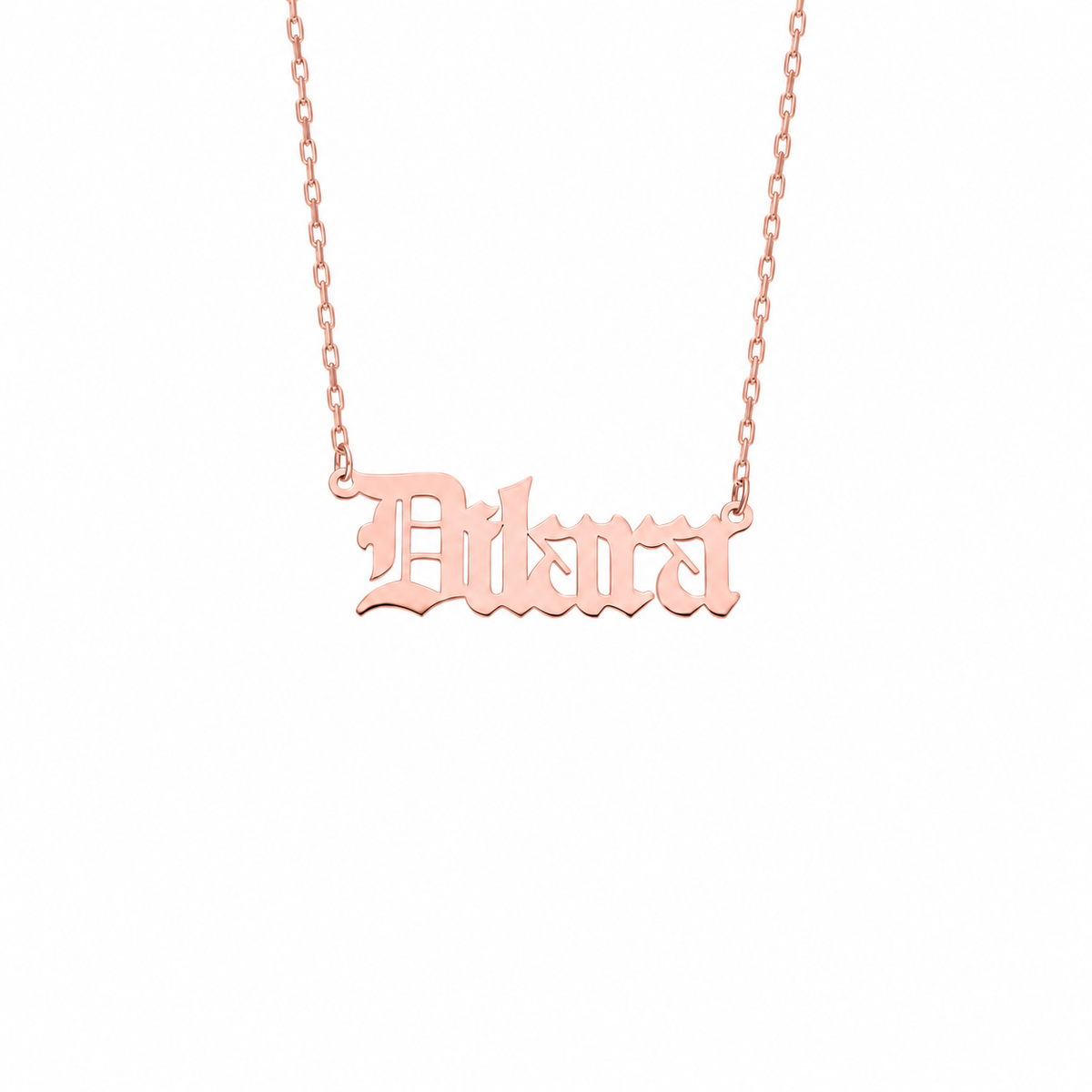 Kişiye Özel İsim Yazılı Old English Font Kolye | 925 Ayar Gümüş – Jeweliay Jewelry – 3 – Rose beyaz fon #RENK_rose