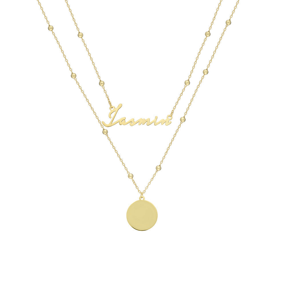 Kişiye Özel İsim Yazılı Plaka Kombin Top Zincir Kolye | 925 Ayar Gümüş – Jeweliay Jewelry – 1 – Gold beyaz fon #RENK_gold