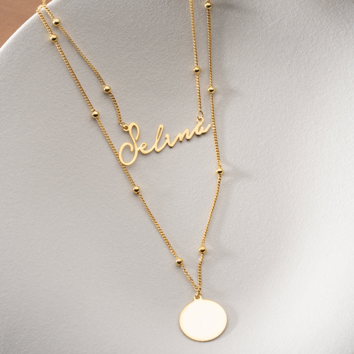 Kişiye Özel İsim Yazılı Plaka Kombin Top Zincir Kolye | 925 Ayar Gümüş – Jeweliay Jewelry – 7