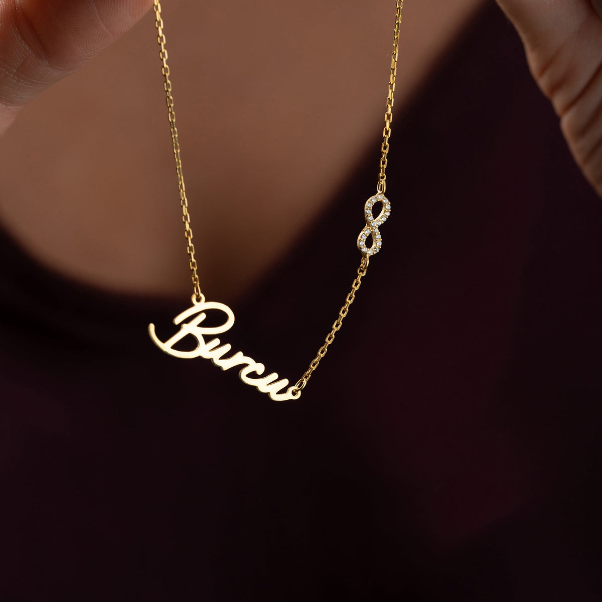 Kişiye Özel İsim Yazılı Sonsuzluk Figürlü Kolye | 925 Ayar Gümüş – Jeweliay Jewelry – 2