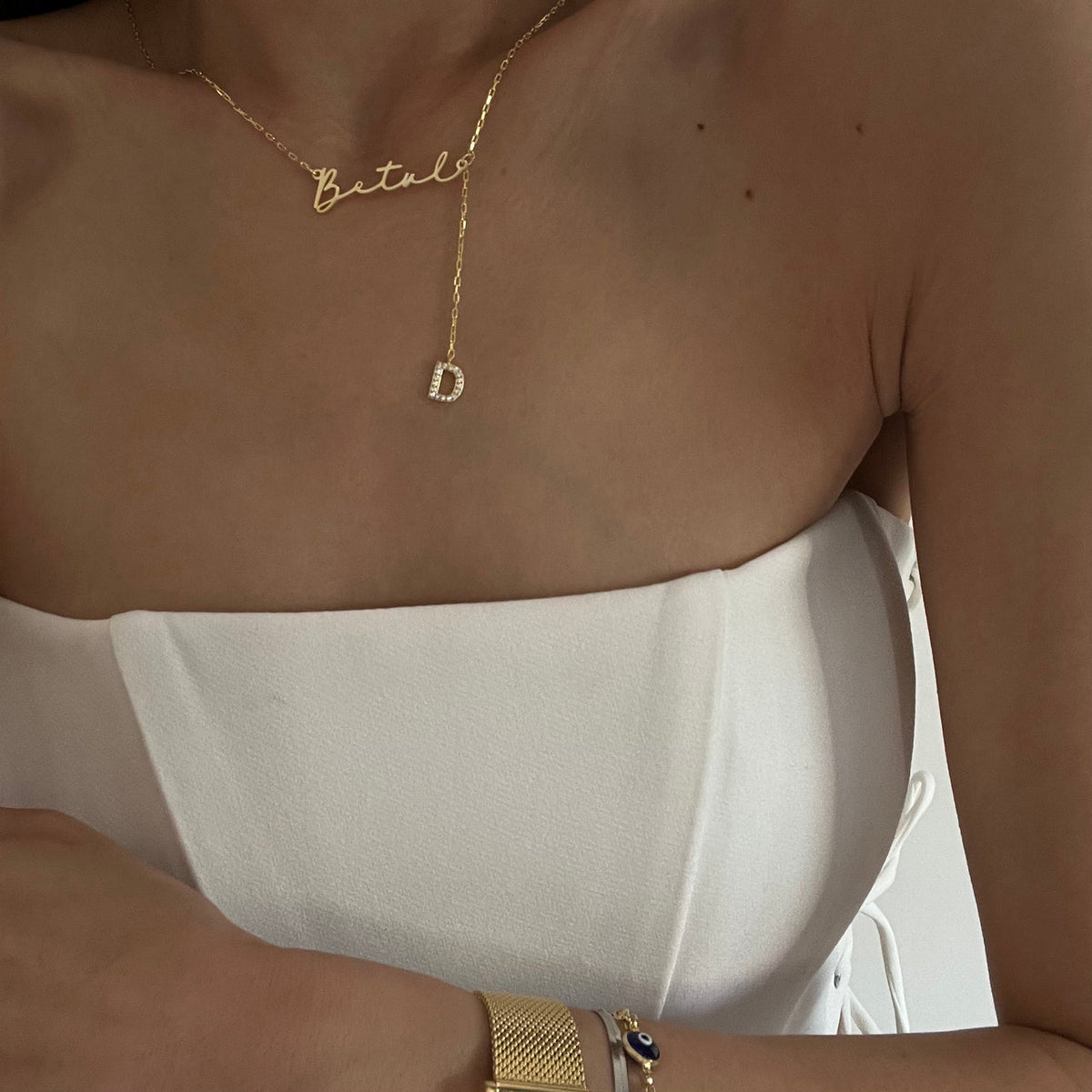 Kişiye Özel İsim Yazılı Taşlı Harf Sallantılı İmza Kolye | 925 Ayar Gümüş – Jeweliay Jewelry – 9