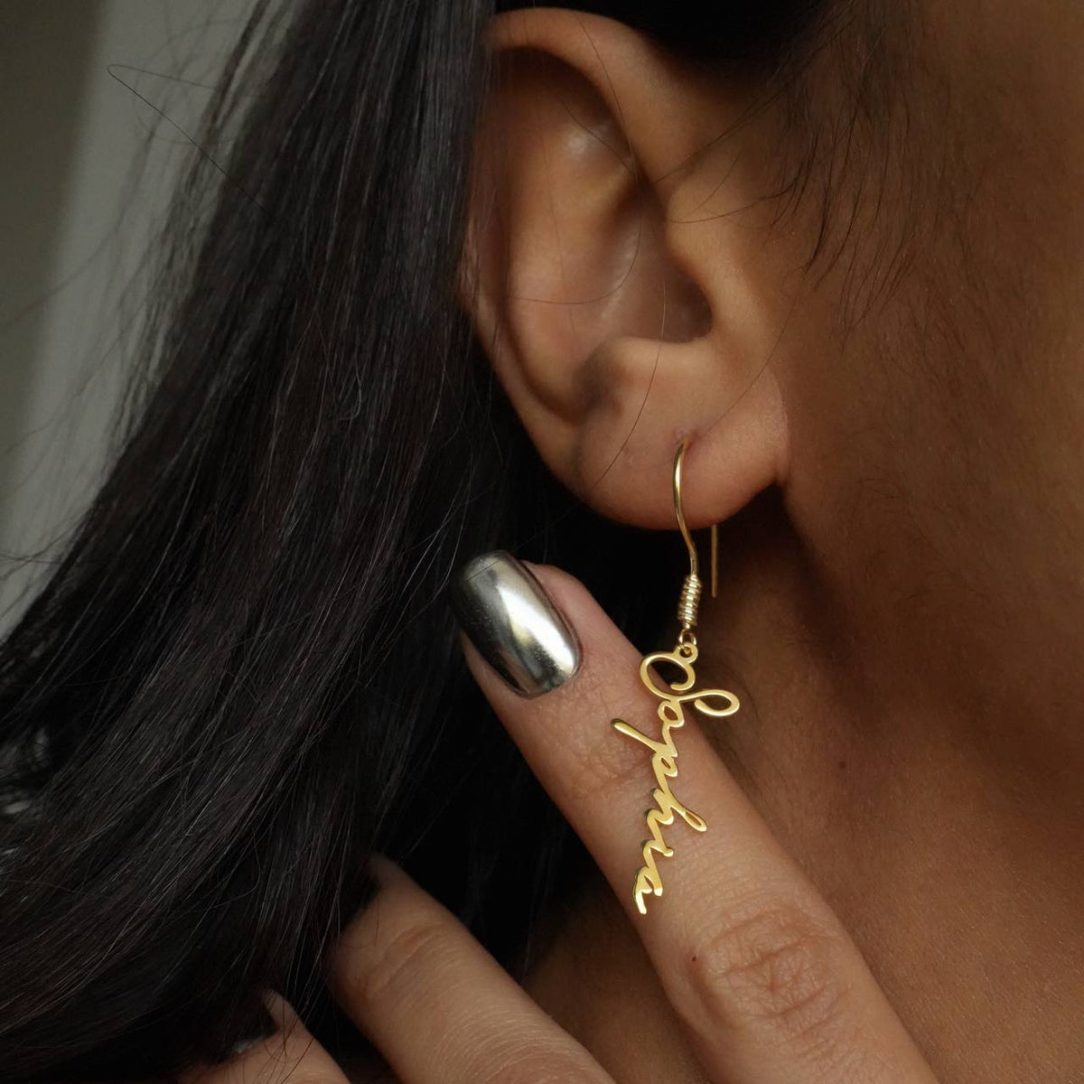 Kişiye Özel İsim Yazılı U Mengeç Küpe | 925 Ayar Gümüş – Jeweliay Jewelry – 4