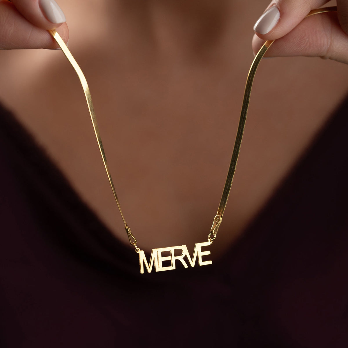 Kişiye Özel İsim Yazılı Yatay Arial Font Yılan Zincir Kolye | 925 Ayar Gümüş – Jeweliay Jewelry – 3