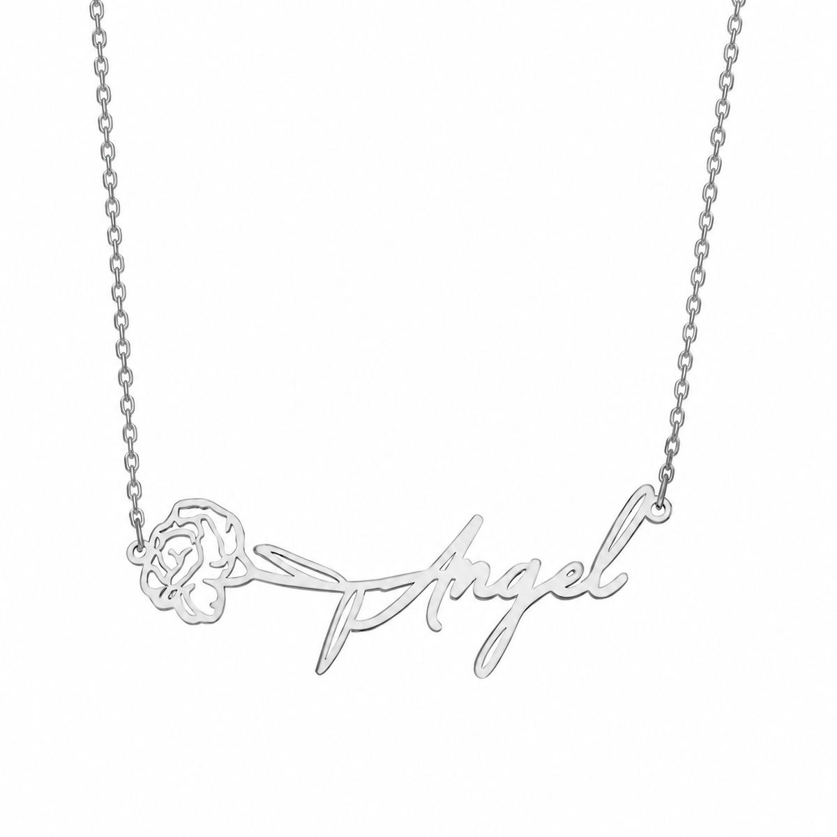 Kişiye Özel İsim Yazılı Yatay Doğum Çiçeği Kolye | 925 Ayar Gümüş – Jeweliay Jewelry – 2 – Silver beyaz fon #RENK_silver