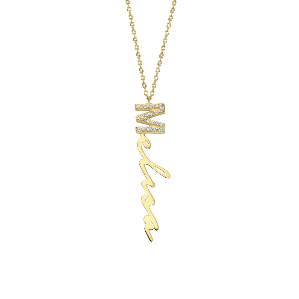 Kişiye Özel İsim Yazılı Zirkon Taşlı Dikey İmza Kolye | 925 Ayar Gümüş – Jeweliay Jewelry – 1 – Gold beyaz fon #RENK_gold