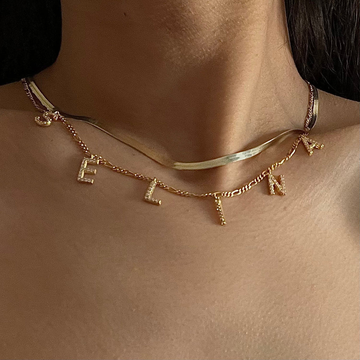 Kişiye Özel İsim Yazılı Zirkon Taşlı Figaro Zincir Kolye | 925 Ayar Gümüş – Jeweliay Jewelry – 4