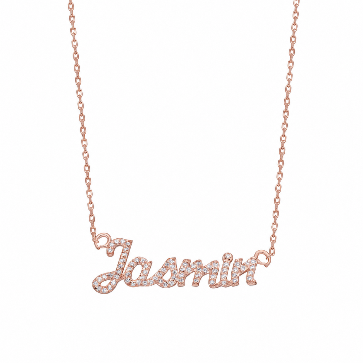 Kişiye Özel İsim Yazılı Zirkon Taşlı İtalik Font Kolye | 925 Ayar Gümüş – Jeweliay Jewelry – 3 – Rose beyaz fon #RENK_rose
