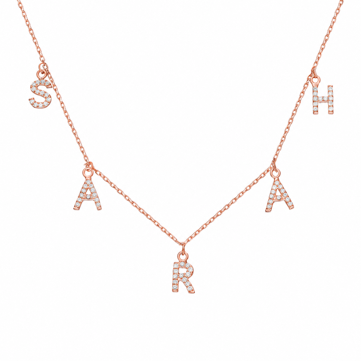 Kişiye Özel İsim Yazılı Zirkon Taşlı Sallantılı Kolye | 925 Ayar Gümüş – Jeweliay Jewelry – 10 – Rose beyaz fon #RENK_rose