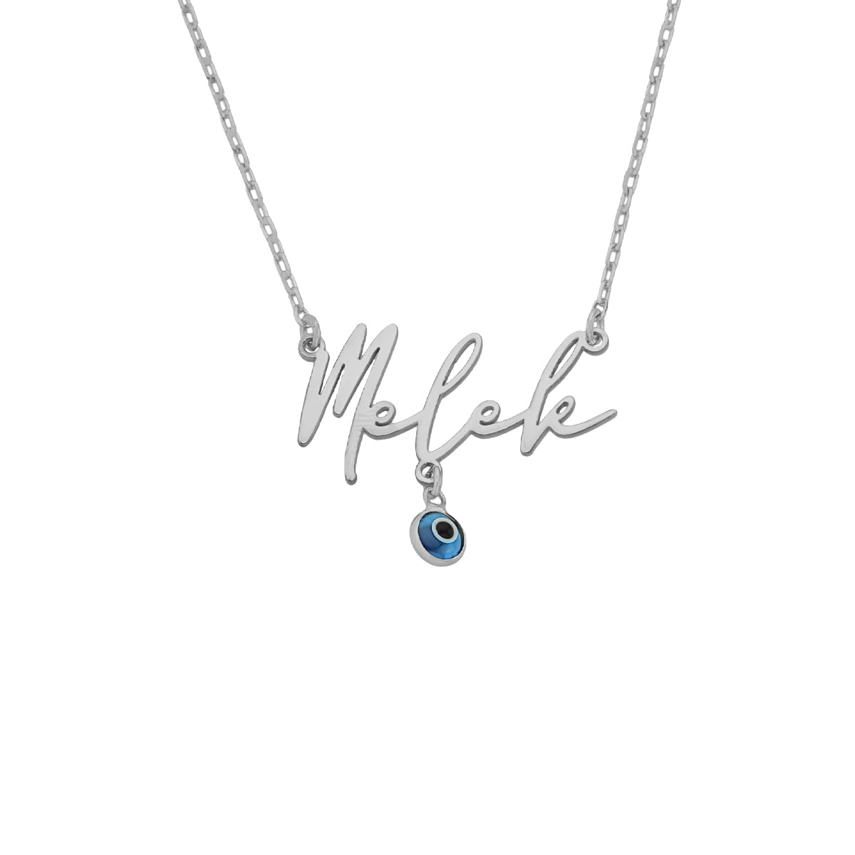 Kişiye Özel İsimli Nazar Sallantılı Yatay Kolye | 925 Ayar Gümüş – Jeweliay Jewelry – 2 – Silver beyaz fon #RENK_silver