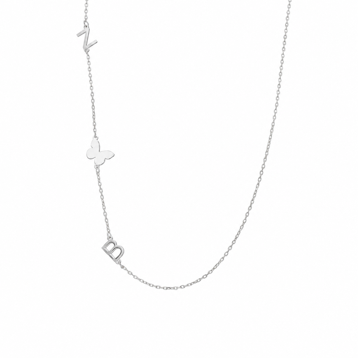 Kişiye Özel Kelebek Sembollü İki Harfli Kolye | 925 Ayar Gümüş – Jeweliay Jewelry – 2 – Silver beyaz fon #RENK_silver
