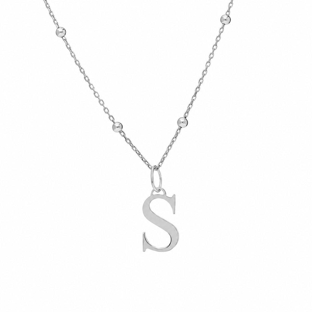 Kişiye Özel Mini Harf Sallantılı Top Zincir Kolye | 925 Ayar Gümüş – Jeweliay Jewelry – 2 – Silver beyaz fon #RENK_silver