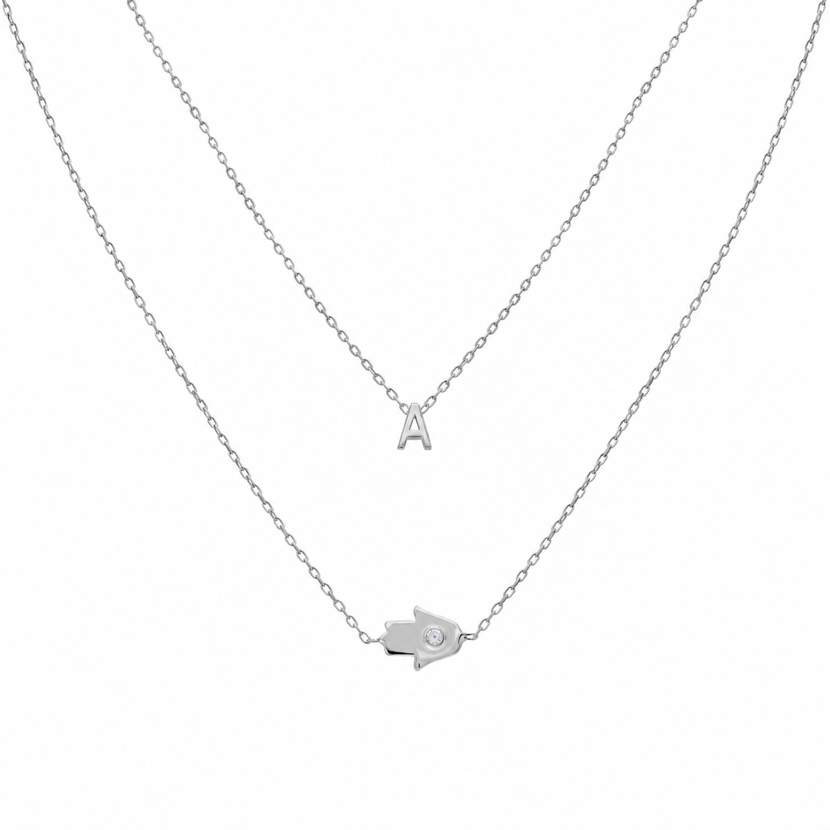 Kişiye Özel Mini Harfli Fatma Ana Eli Kombin Kolye | 925 Ayar Gümüş – Jeweliay Jewelry – 2 – Silver beyaz fon #RENK_silver