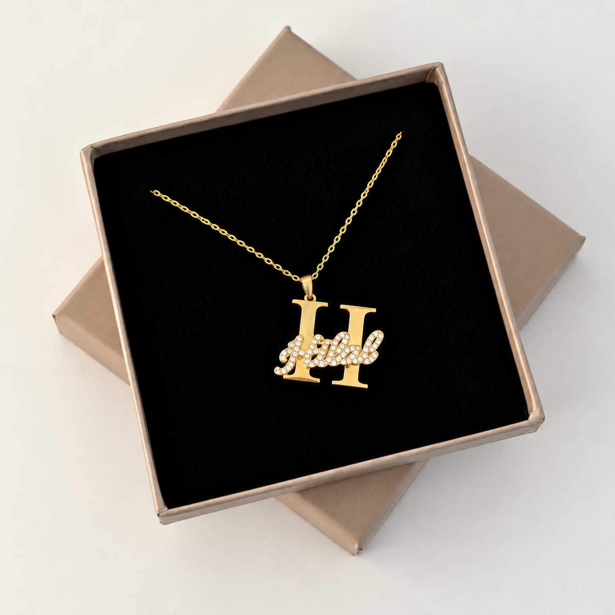 Kişiye Özel Premium Büyük Harf x Zirkon Taşlı İsim Kolye – Jeweliay Jewelry – 03