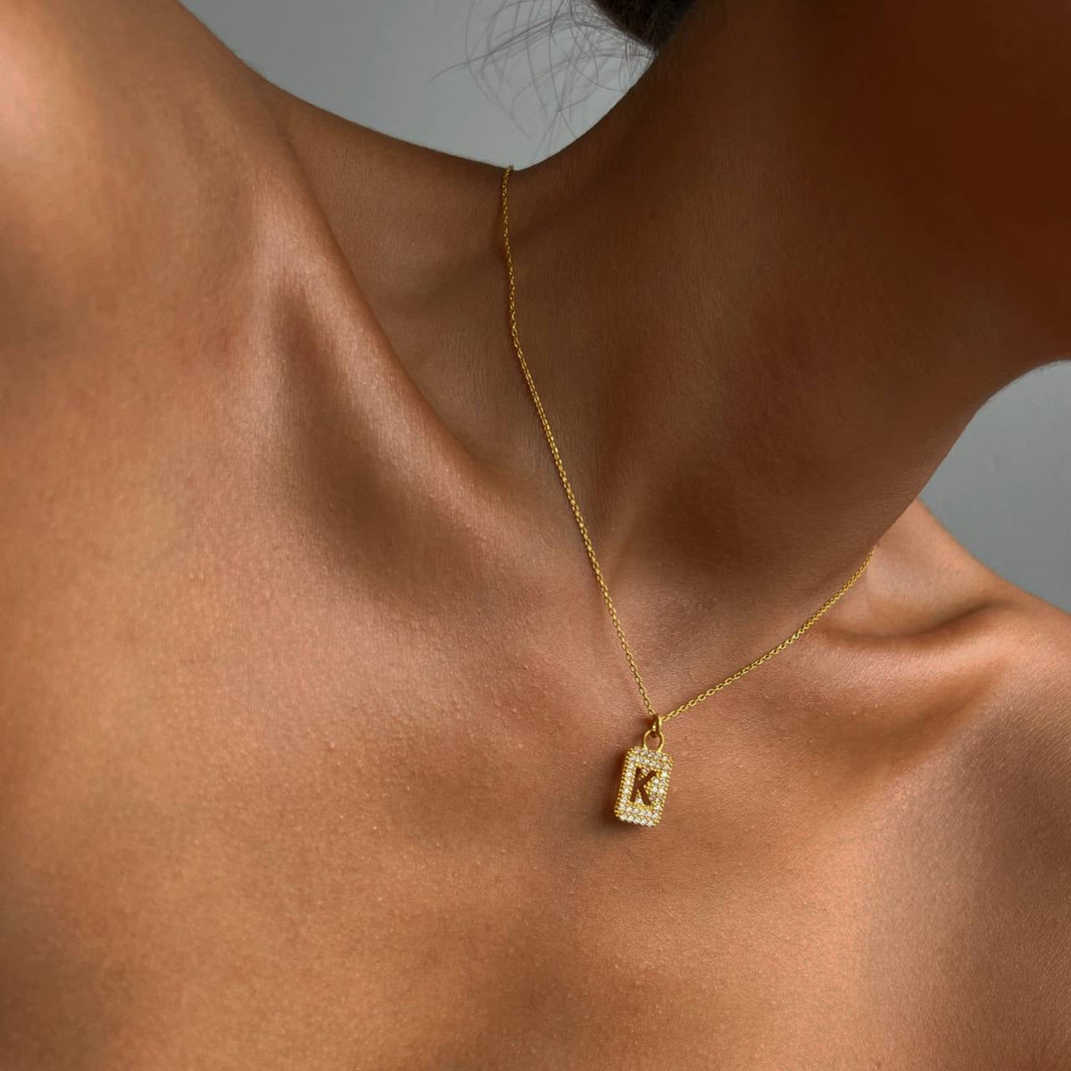 Kişiye Özel Taşlı Plaka Harf Kolye | 925 Ayar Gümüş – Jeweliay Jewelry – 4