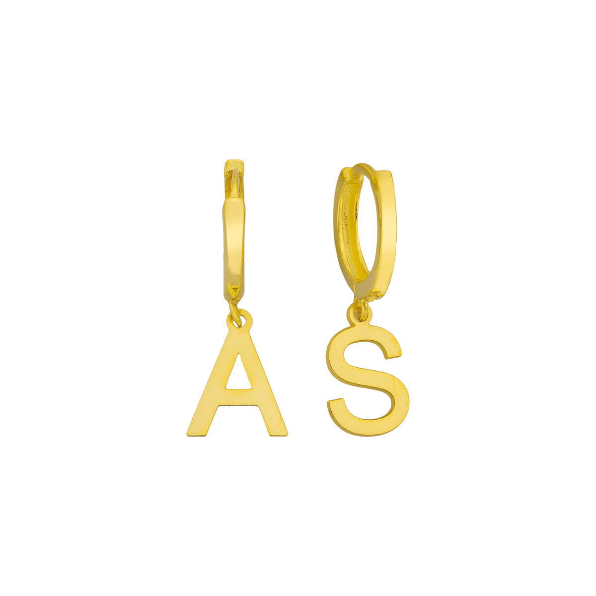 Kişiye Özel Taşsız Harf Sallantılı Küpe | 925 Ayar Gümüş – Jeweliay Jewelry – 1 – Gold beyaz fon #RENK_gold