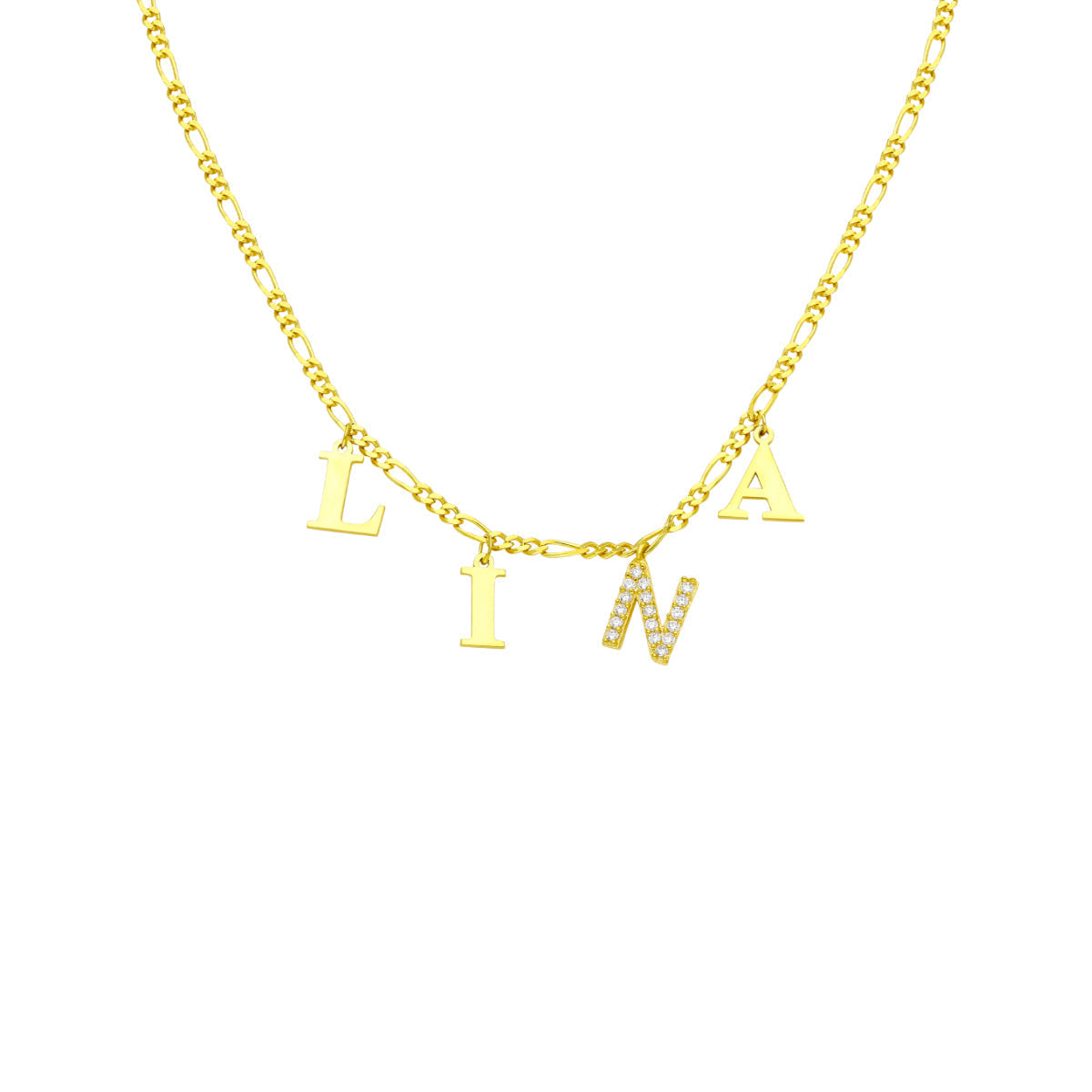 Kişiye Özel Tek Harf Taşlı İsim Kolye | 925 Ayar Gümüş – Jeweliay Jewelry – 1 – Gold beyaz fon #RENK_gold