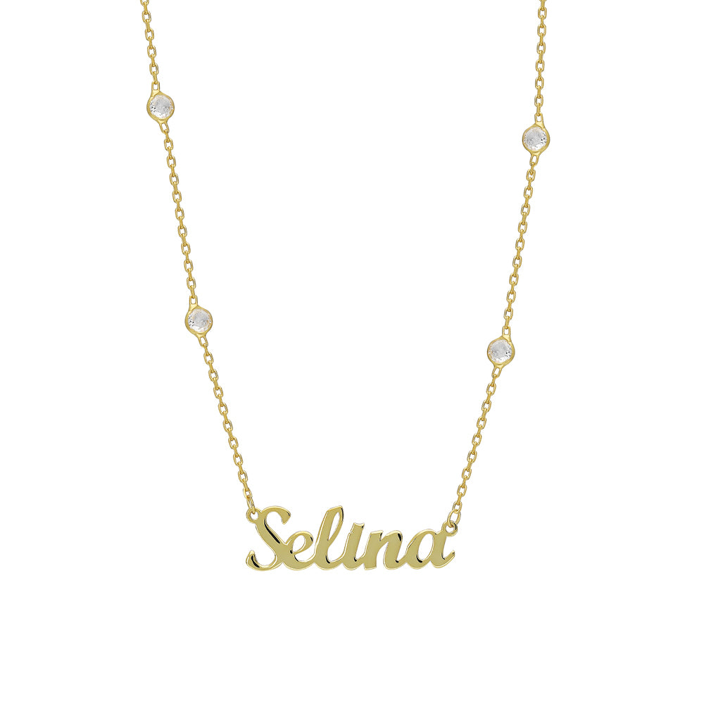 Kişiye Özel Kapama Taşlı İsim Kolye | 925 Ayar Gümüş – Jeweliay Jewelry – 1 – Gold beyaz fon #RENK_gold