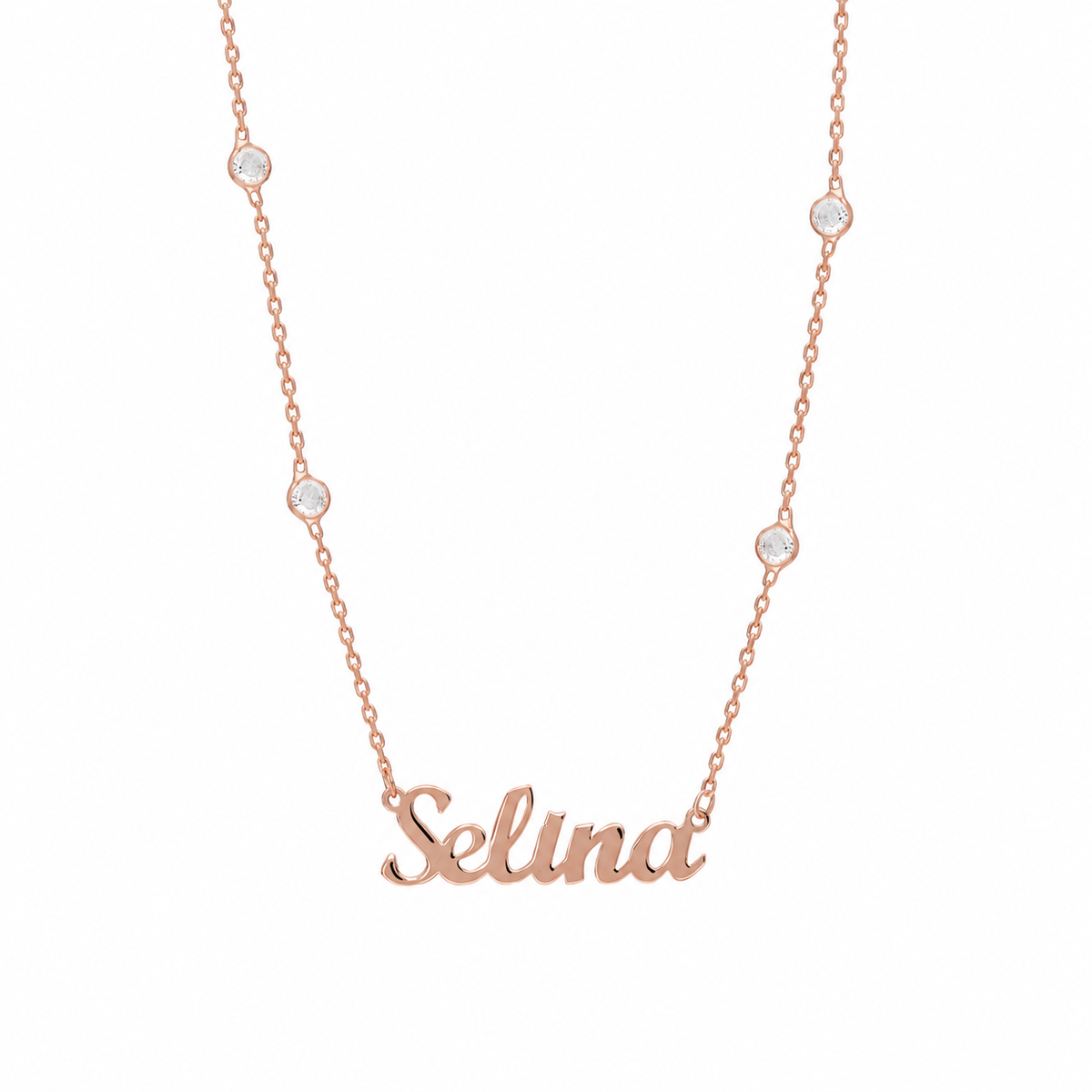 Kişiye Özel Kapama Taşlı İsim Kolye | 925 Ayar Gümüş – Jeweliay Jewelry – 2 – Rose beyaz fon #RENK_rose