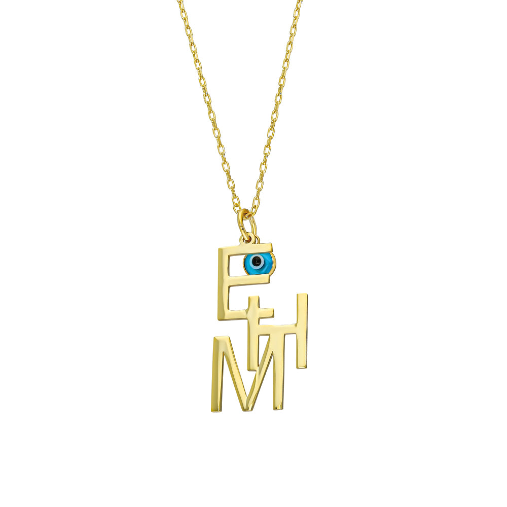 Kişiye Özel Üç Harfli Göz Nazar Sallantılı Kolye | 925 Ayar Gümüş – Jeweliay Jewelry – 4 – Gold beyaz fon #RENK_gold