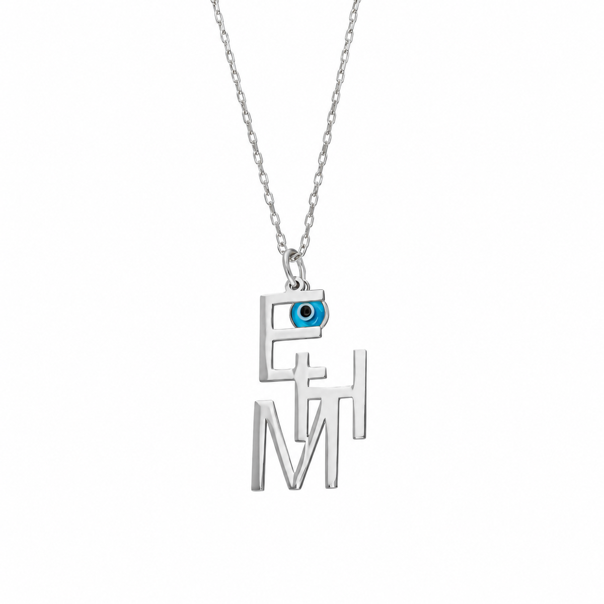 Kişiye Özel Üç Harfli Göz Nazar Sallantılı Kolye | 925 Ayar Gümüş – Jeweliay Jewelry – 8 – Silver beyaz fon #RENK_silver