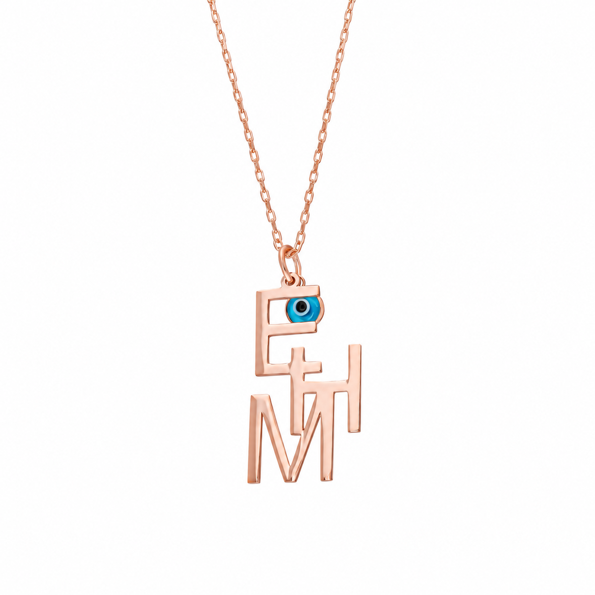 Kişiye Özel Üç Harfli Göz Nazar Sallantılı Kolye | 925 Ayar Gümüş – Jeweliay Jewelry – 9 – Rose beyaz fon #RENK_rose