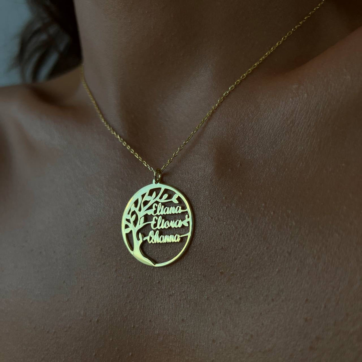 Kişiye Özel Üç İsim Yazılı Hayat Ağacı Aile Kolye | 925 Ayar Gümüş – Jeweliay Jewelry – 4