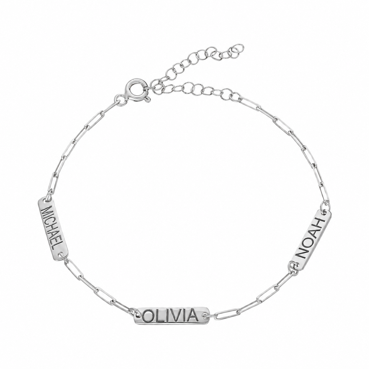 Kişiye Özel Üç İsim Yazılı Plaka Bileklik | 925 Ayar Gümüş – Jeweliay Jewelry – 2 – Silver beyaz fon #RENK_silver