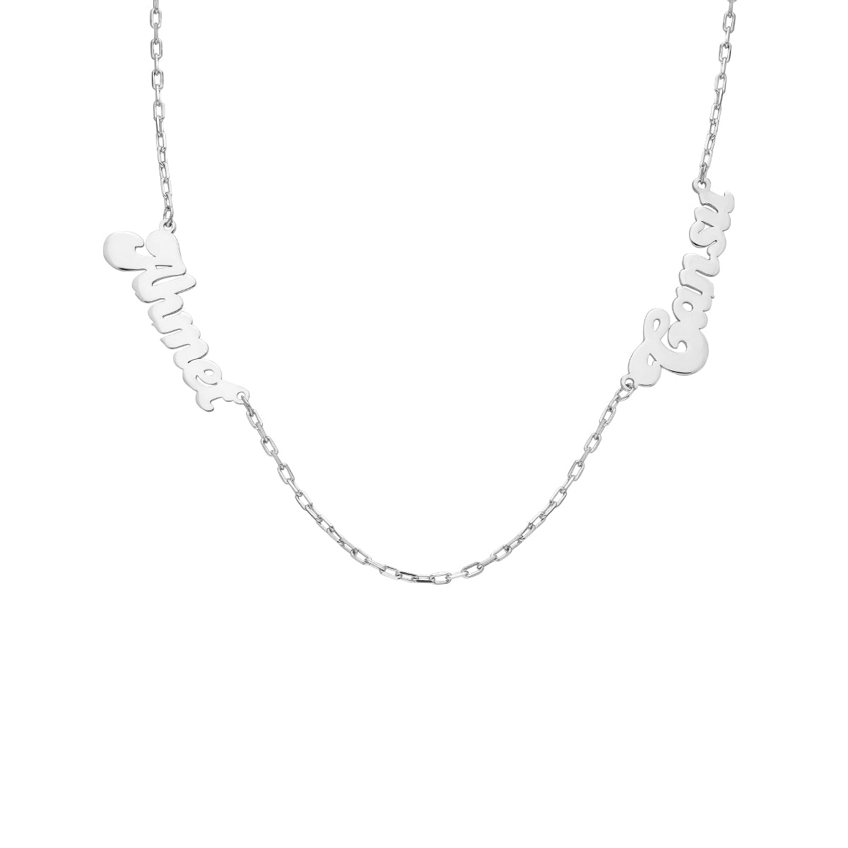 Kişiye Özel Zincir Arası İki İsimli Kolye | 925 Ayar Gümüş – Jeweliay Jewelry – 2 – Silver beyaz fon #RENK_silver
