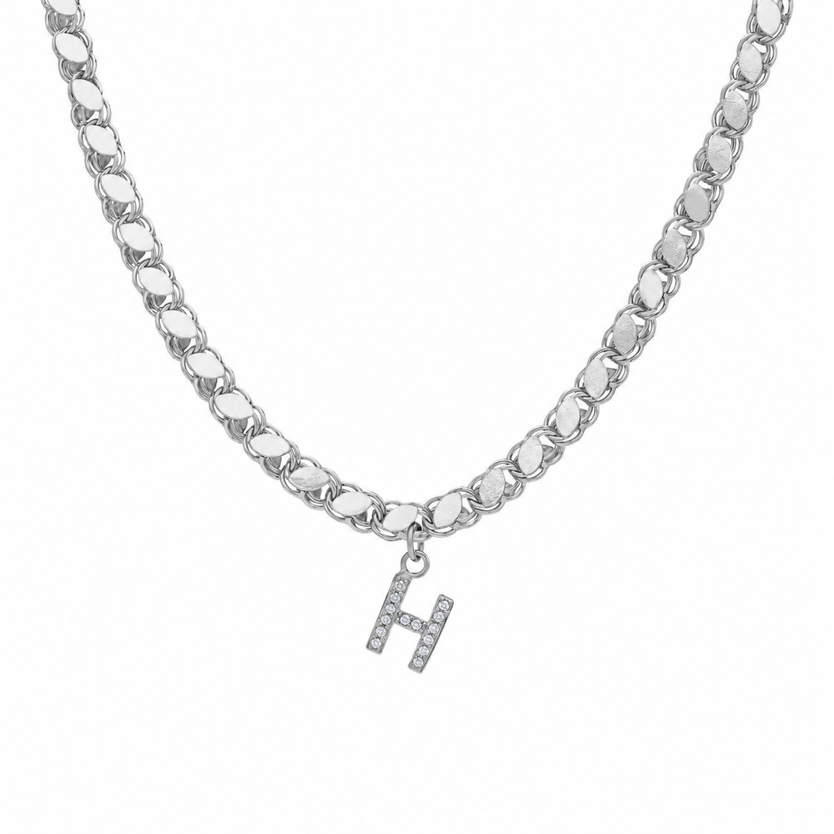 Kişiye Özel Zirkon Harf Sallantılı Pullu Kolye | 925 Ayar Gümüş – Jeweliay Jewelry – 2 – Silver beyaz fon #RENK_silver