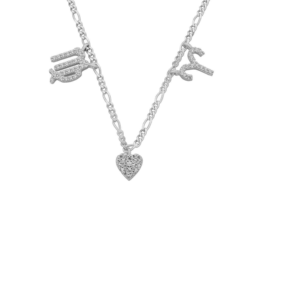 Kişiye Özel Zirkon Taşlı Çift Burçlu Kalp Kolye | 925 Ayar Gümüş – Jeweliay Jewelry – 2 – Silver beyaz fon #RENK_silver