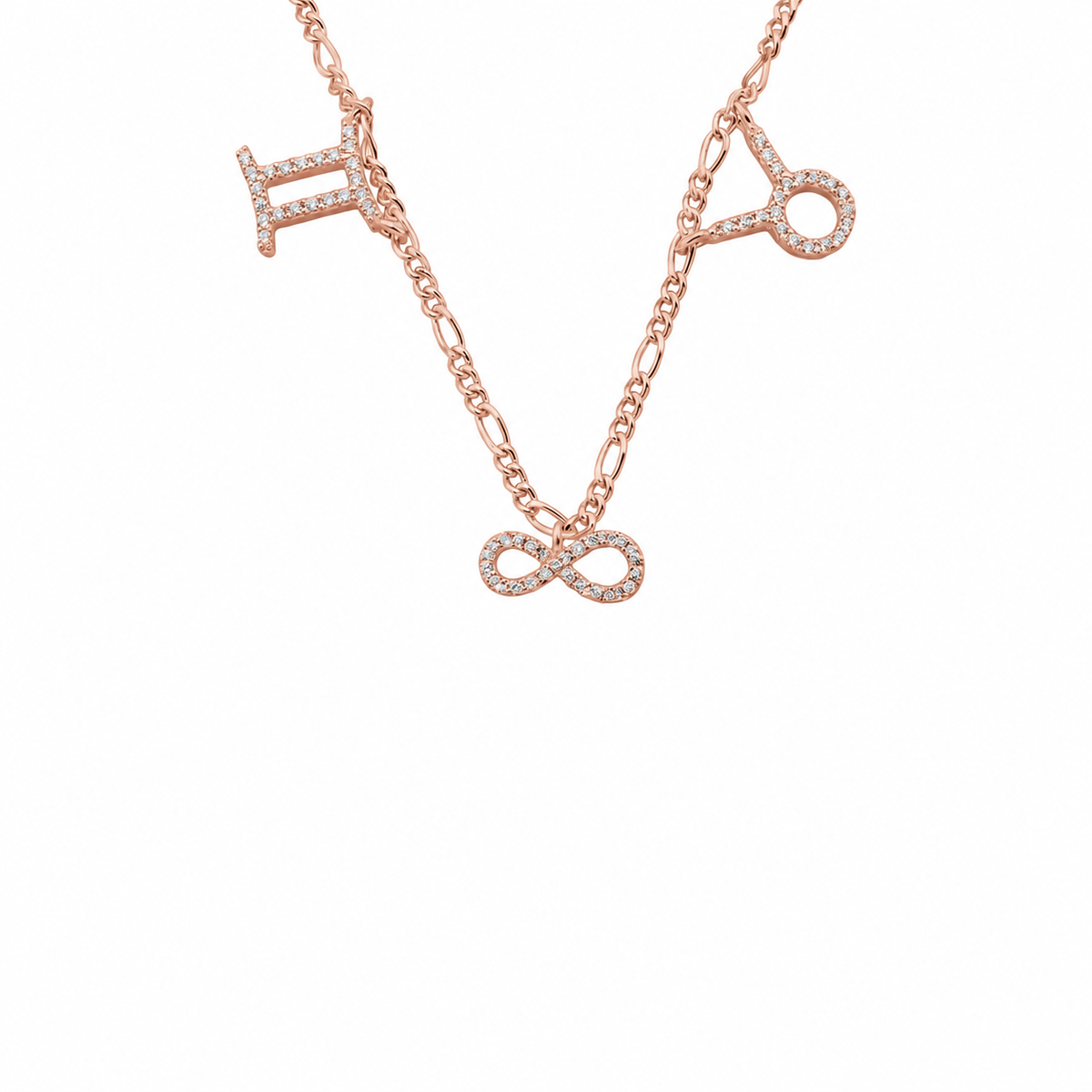 Kişiye Özel Zirkon Taşlı Çift Burçlu Sonsuzluk Kolye | 925 Ayar Gümüş – Jeweliay Jewelry – 3 – Rose beyaz fon #RENK_rose