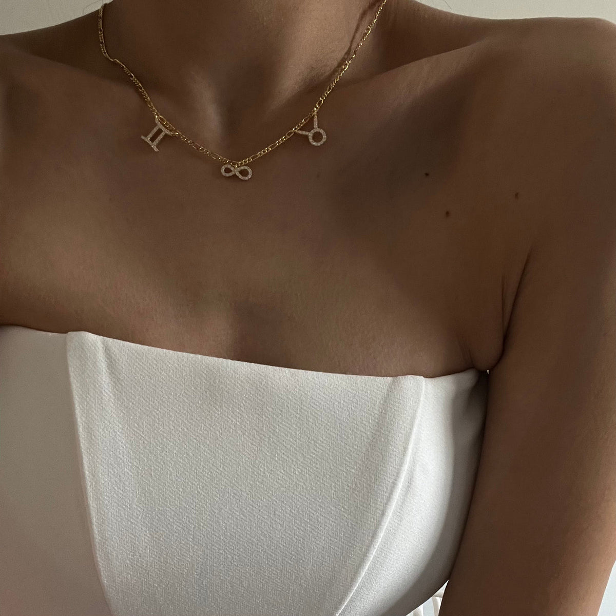 Kişiye Özel Zirkon Taşlı Çift Burçlu Sonsuzluk Kolye | 925 Ayar Gümüş – Jeweliay Jewelry – 4