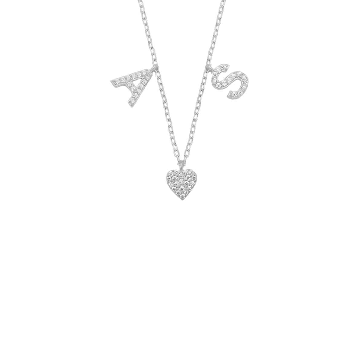 Kişiye Özel Zirkon Taşlı Çift Harf Kalp Kolye | 925 Ayar Gümüş – Jeweliay Jewelry – 2 – Silver beyaz fon #RENK_silver