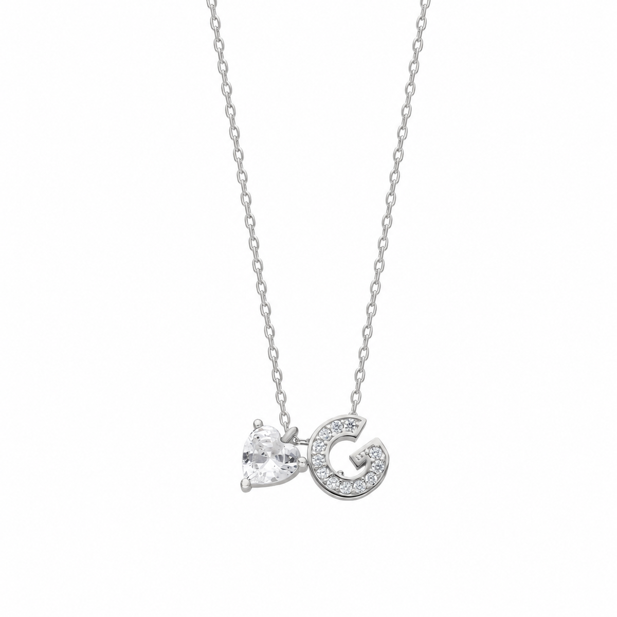 Kişiye Özel Zirkon Taşlı Harf Kalpli Kolye | 925 Ayar Gümüş – Jeweliay Jewelry – 2 – Silver beyaz fon #RENK_silver