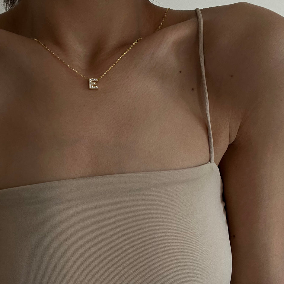 Kişiye Özel Zirkon Taşlı Minimal Harf Kolye | 925 Ayar Gümüş – Jeweliay Jewelry – 11