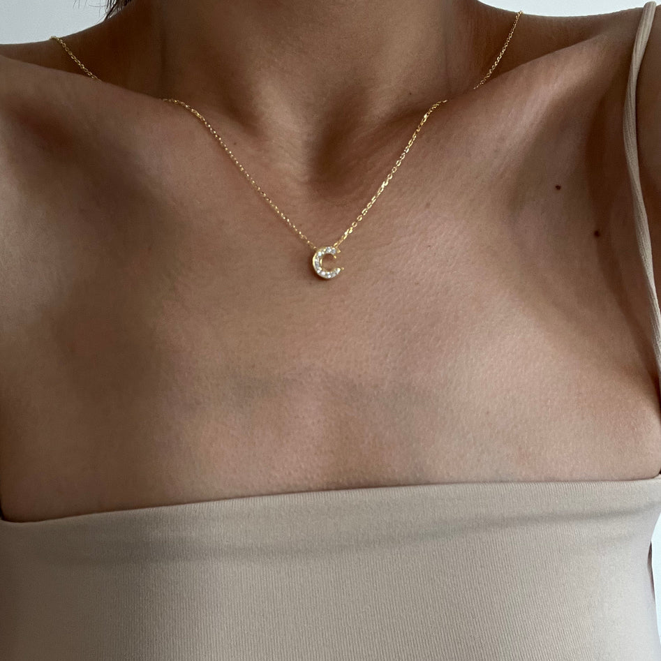 Kişiye Özel Zirkon Taşlı Minimal Harf Kolye | 925 Ayar Gümüş – Jeweliay Jewelry – 12