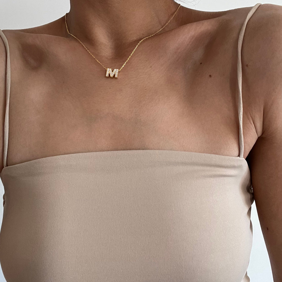 Kişiye Özel Zirkon Taşlı Minimal Harf Kolye | 925 Ayar Gümüş – Jeweliay Jewelry – 13