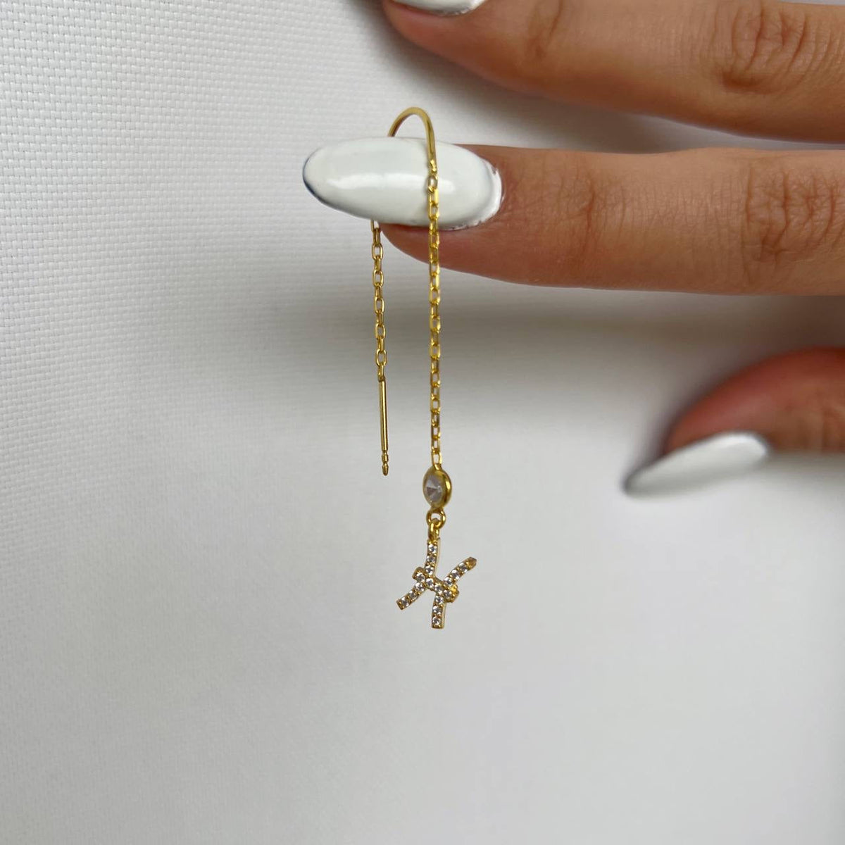 Kişiye Özel Zirkon Taşlı Sallantılı Burç Küpe | 925 Ayar Gümüş – Jeweliay Jewelry – 5