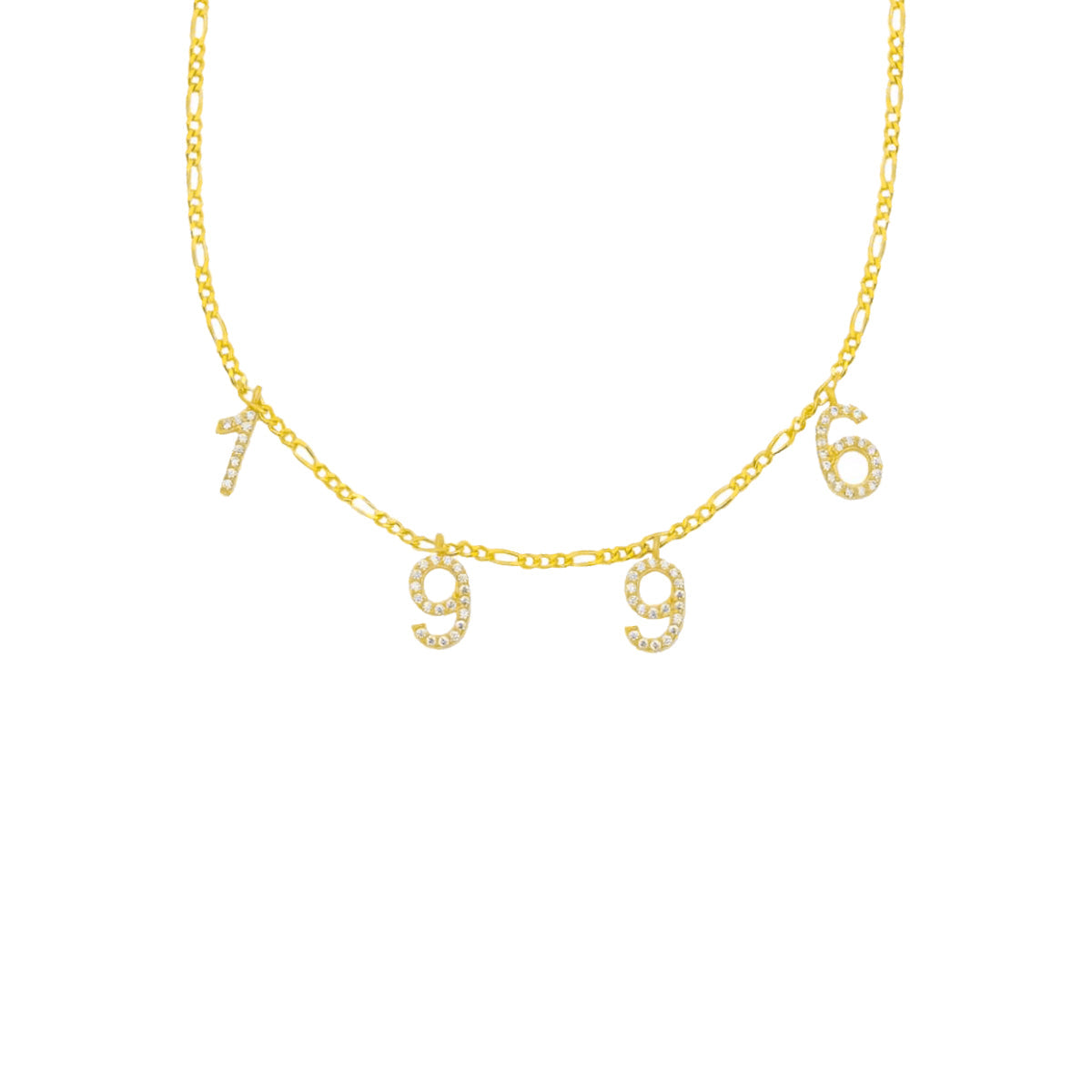 Kişiye Özel Zirkon Taşlı Tarihli Figaro Zincir Kolye | 925 Ayar Gümüş – Jeweliay Jewelry – 1 – Gold beyaz fon #RENK_gold