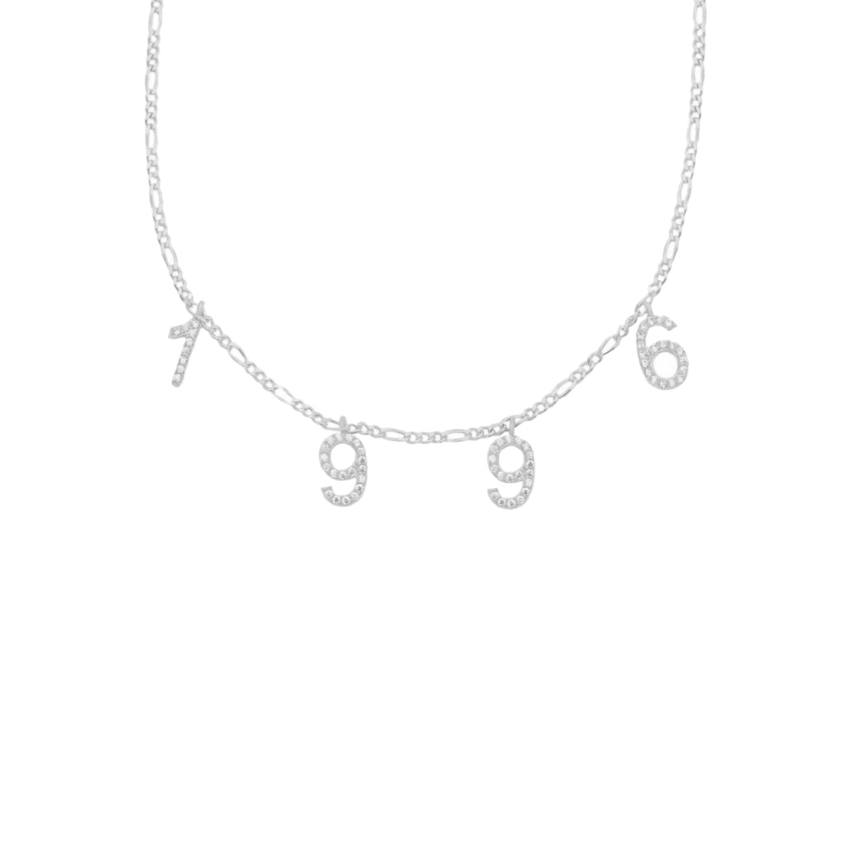 Kişiye Özel Zirkon Taşlı Tarihli Figaro Zincir Kolye | 925 Ayar Gümüş – Jeweliay Jewelry – 2 – Silver beyaz fon #RENK_silver