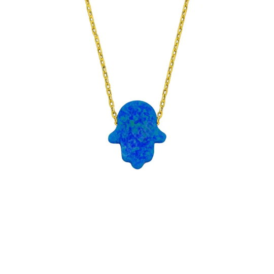 Koyu Mavi Fatma Ana Eli Kolye | 925 Ayar Gümüş – Jeweliay Jewelry – 1 – Gold beyaz fon #RENK_gold
