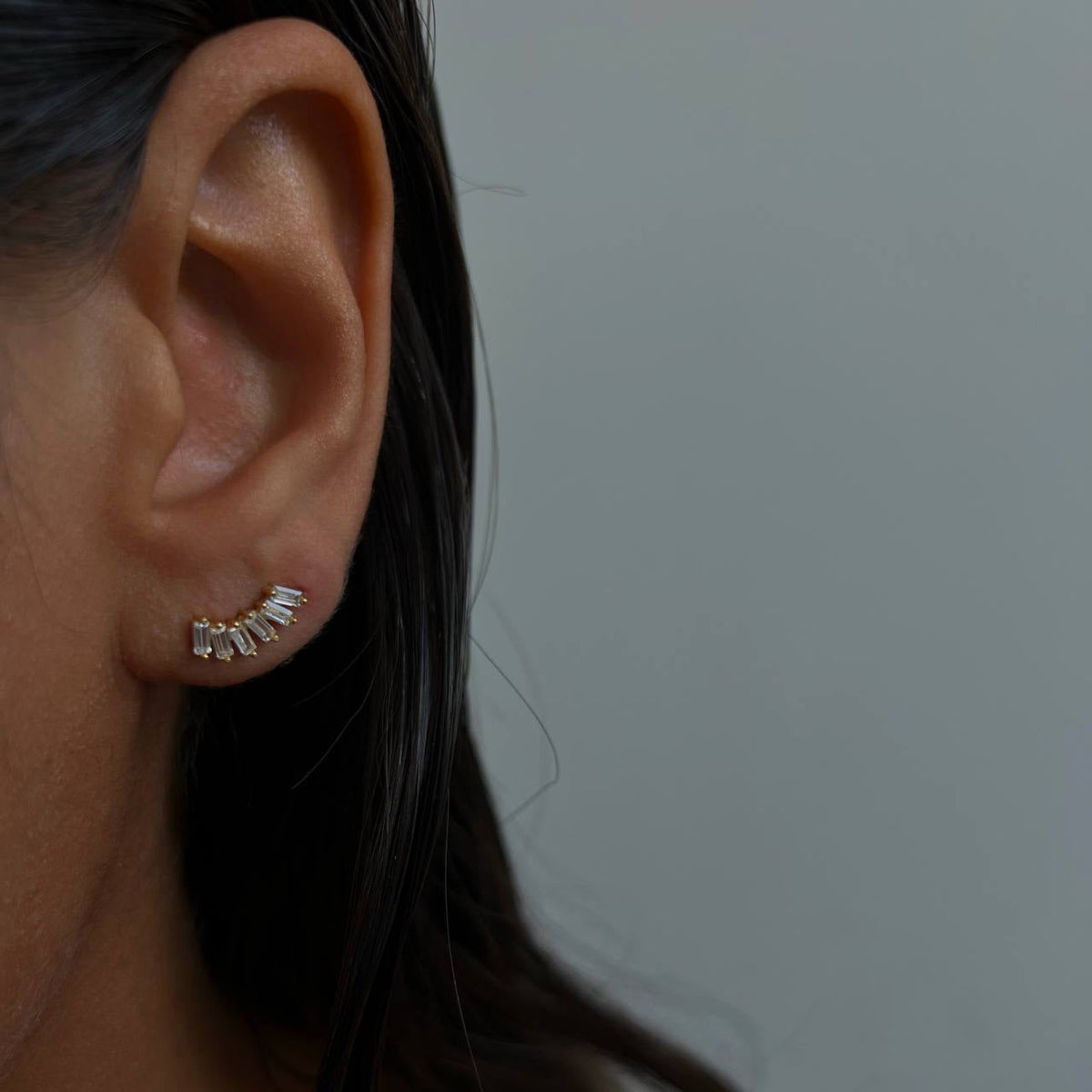 Linn Zirkon Çivili Baget Küpe | 925 Ayar Gümüş – Jeweliay Jewelry – 5