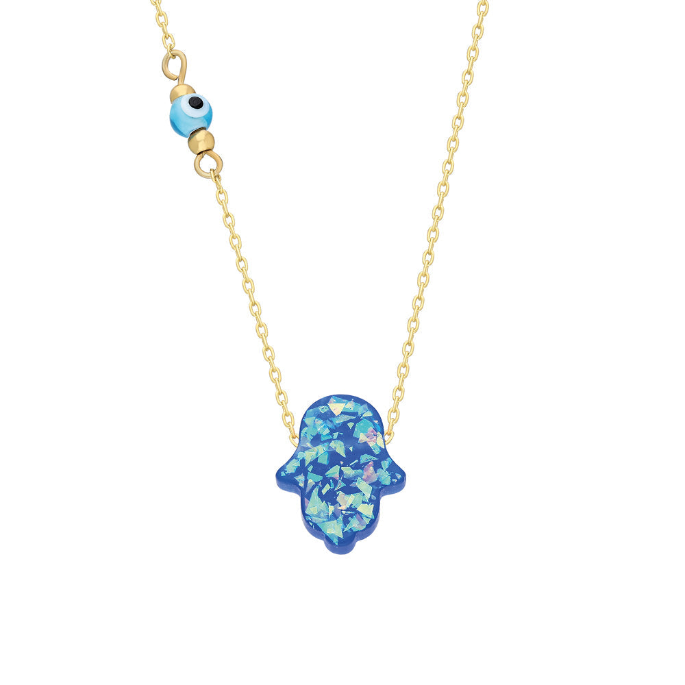 Mavi Fatma Ana Eli Göz Nazar Kolye | 925 Ayar Gümüş – Jeweliay Jewelry – 1 – Gold beyaz fon #RENK_gold