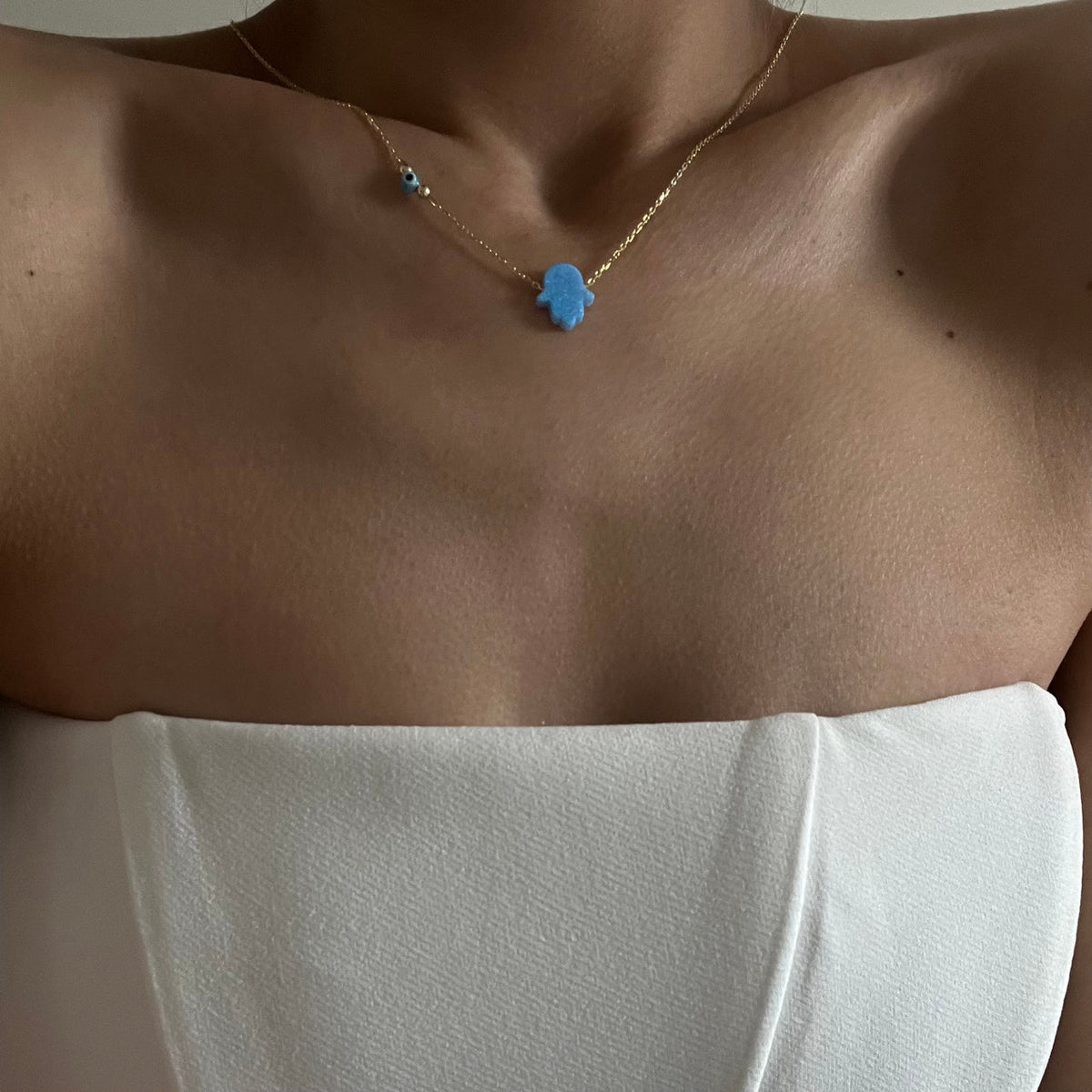 Mavi Opal Fatma Ana Eli Göz Nazar Kolye | 925 Ayar Gümüş – Jeweliay Jewelry – 5