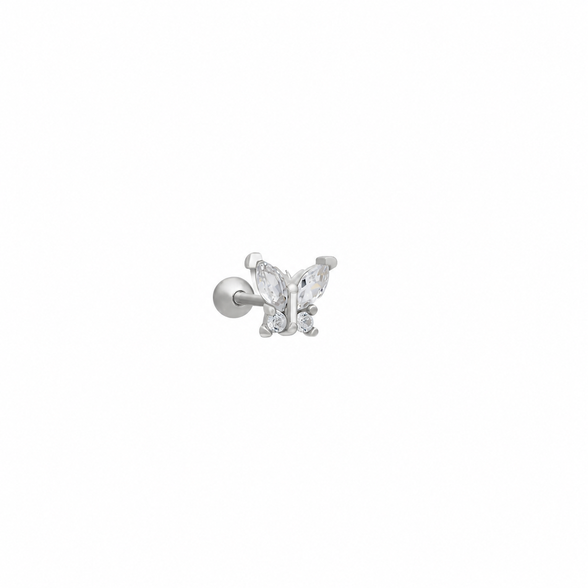 Mekik Zirkon Taşlı Kelebek Tasarım Piercing | 925 Ayar Gümüş – Jeweliay Jewelry – 2 – Silver beyaz fon #RENK_silver