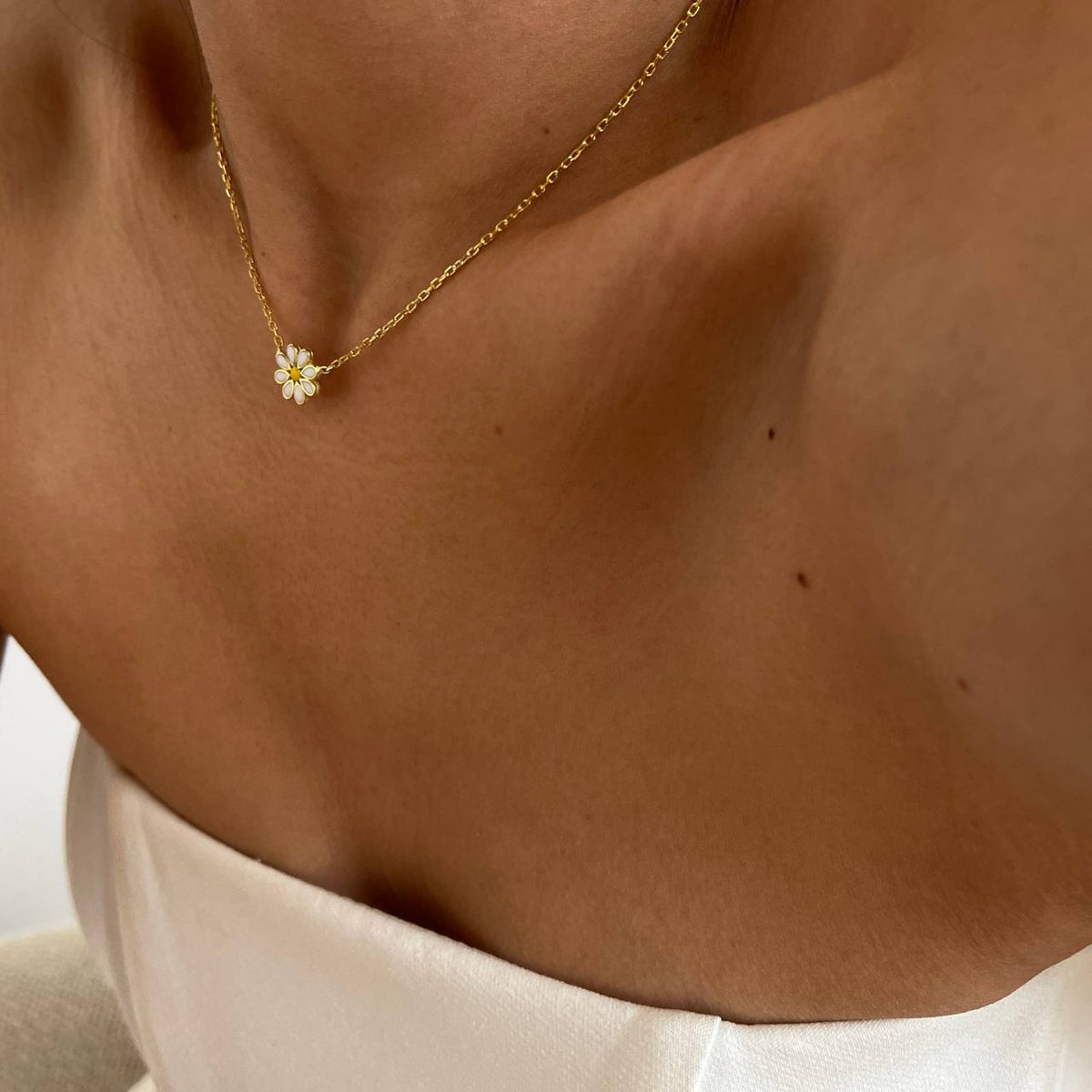 Mineli Mini Papatya Kolye | 925 Ayar Gümüş – Jeweliay Jewelry – 4