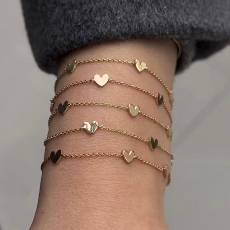 Mini Dörtlü Kalpli Doç Zincir Bileklik | 925 Ayar Gümüş – Jeweliay Jewelry – 5
